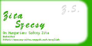 zita szecsy business card